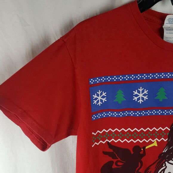 Happy Birthday Jesus Ugly Christmas Red T-Shirt - Picture 3 of 9